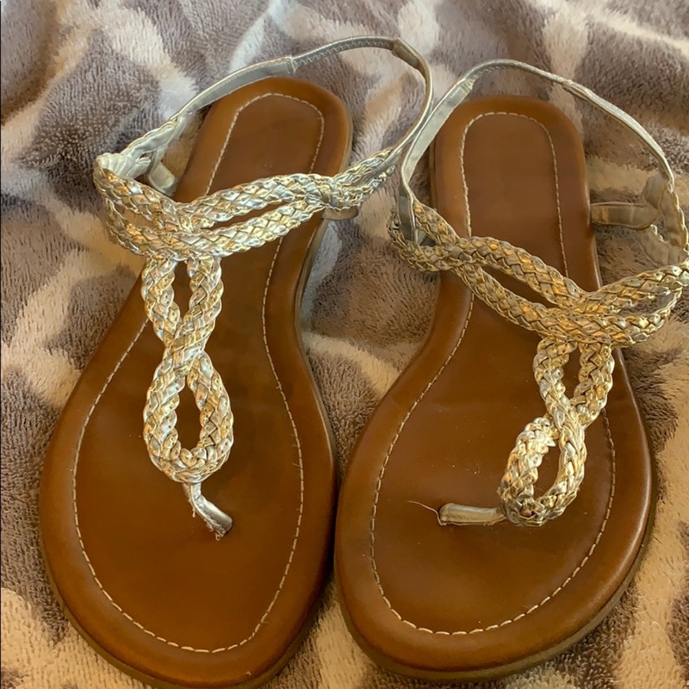 Metallic (silver and gold braided) sandals